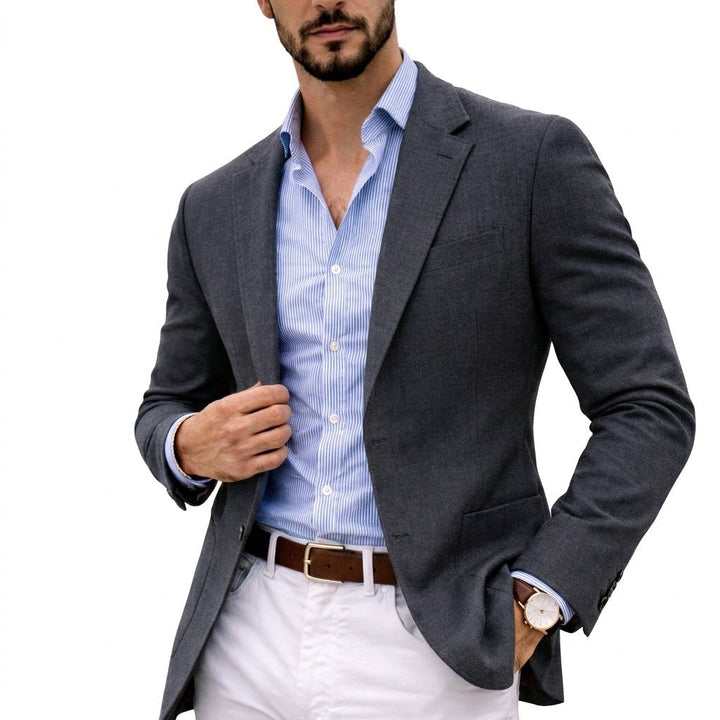 Versatile men's blazer, a modern suit jacket for business, formal wear, or smart casual outfits.