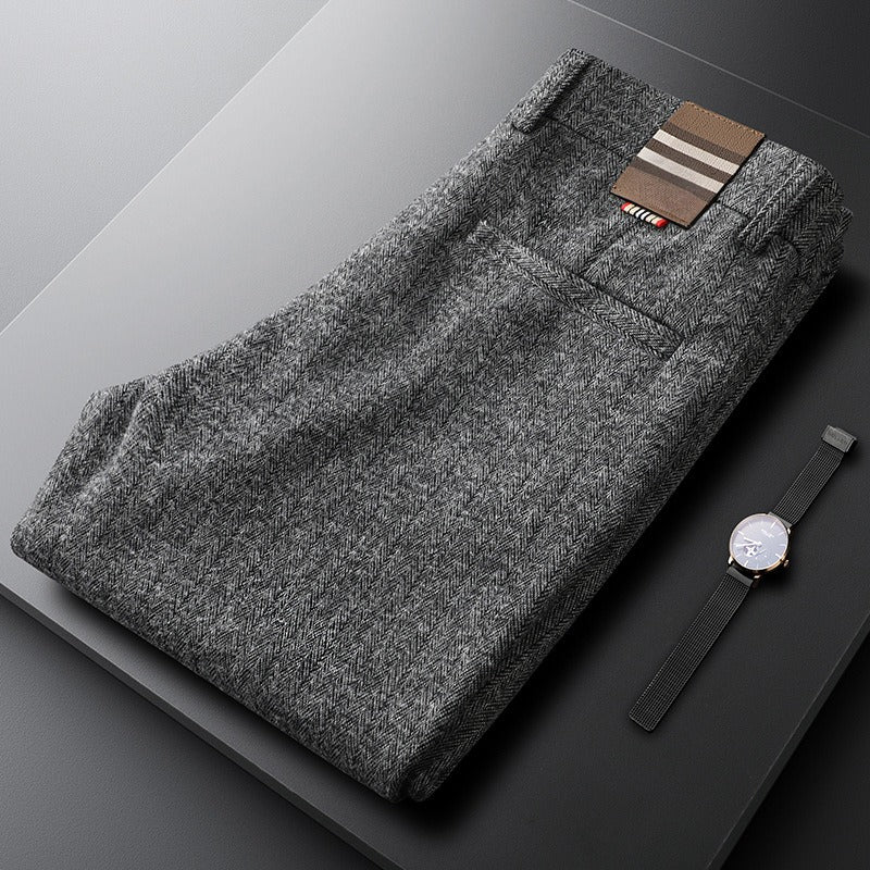 Formal men's tailored business trousers for a polished professional office look. Classic and elegant pants.