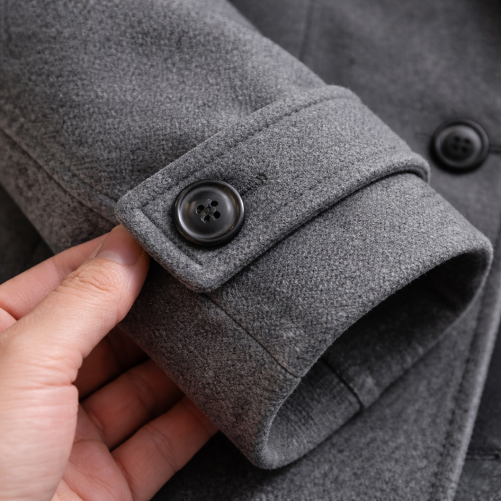 Versatile men's tailored winter overcoat, perfect elegant outerwear for business casual or urban style.