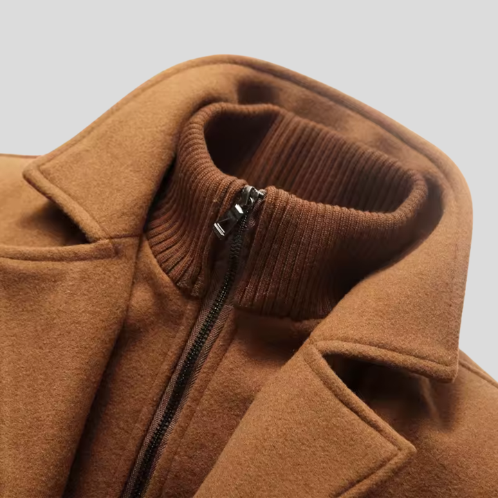 High quality men's classic tailored winter overcoat, warm & sophisticated for elegant cold weather fashion.