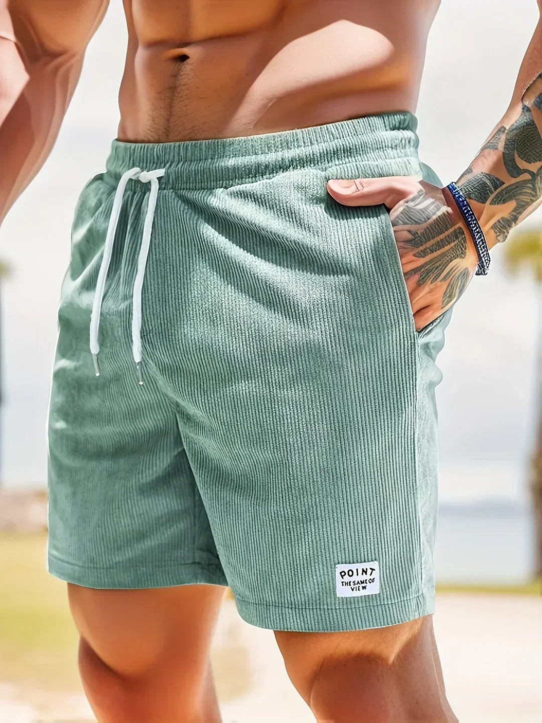 Striped shorts Tarek for men, designed for breathable summer wear and casual comfort.