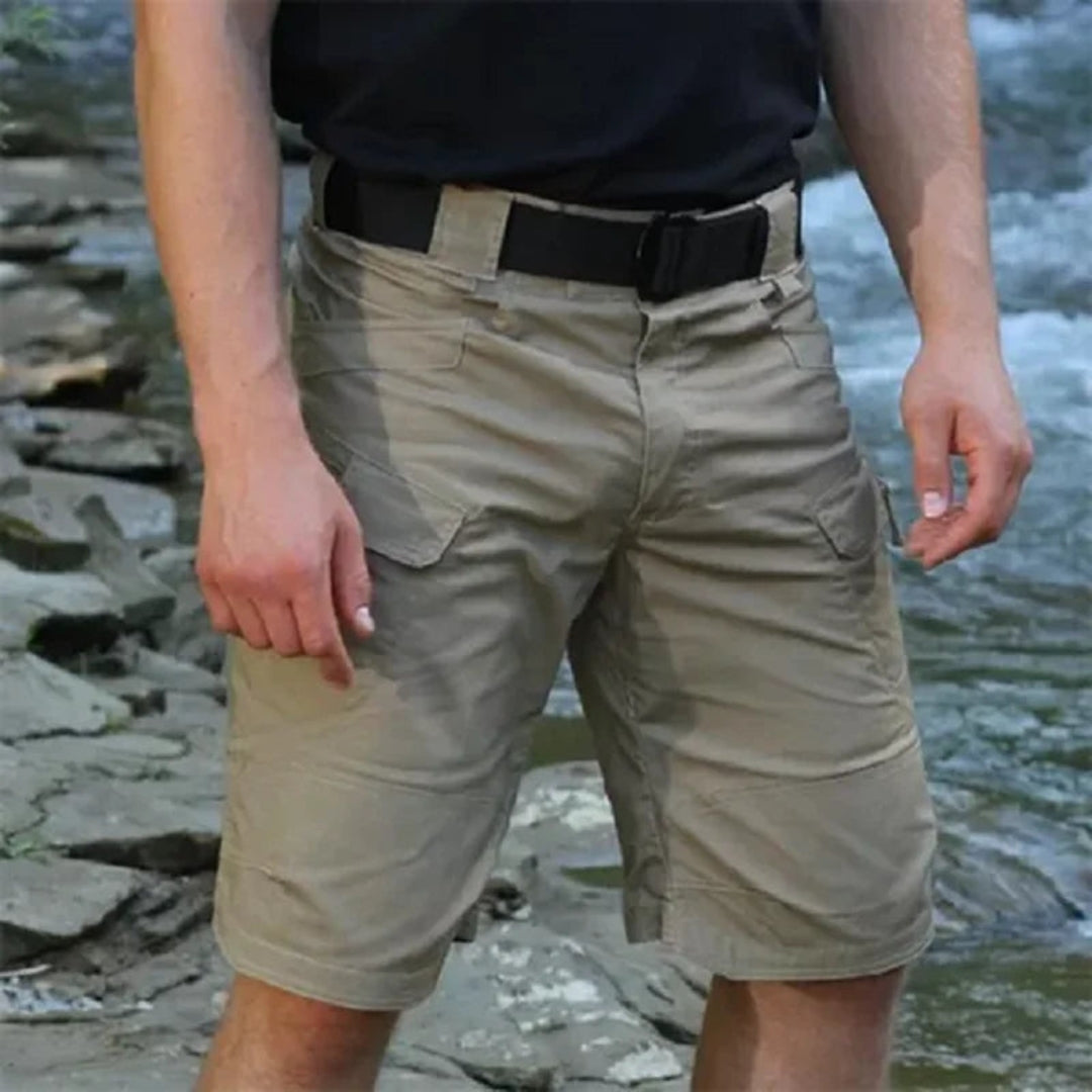 Men's Taro cargo shorts with 7 pockets & free adjustable belt for ultimate utility and outdoor adventures.