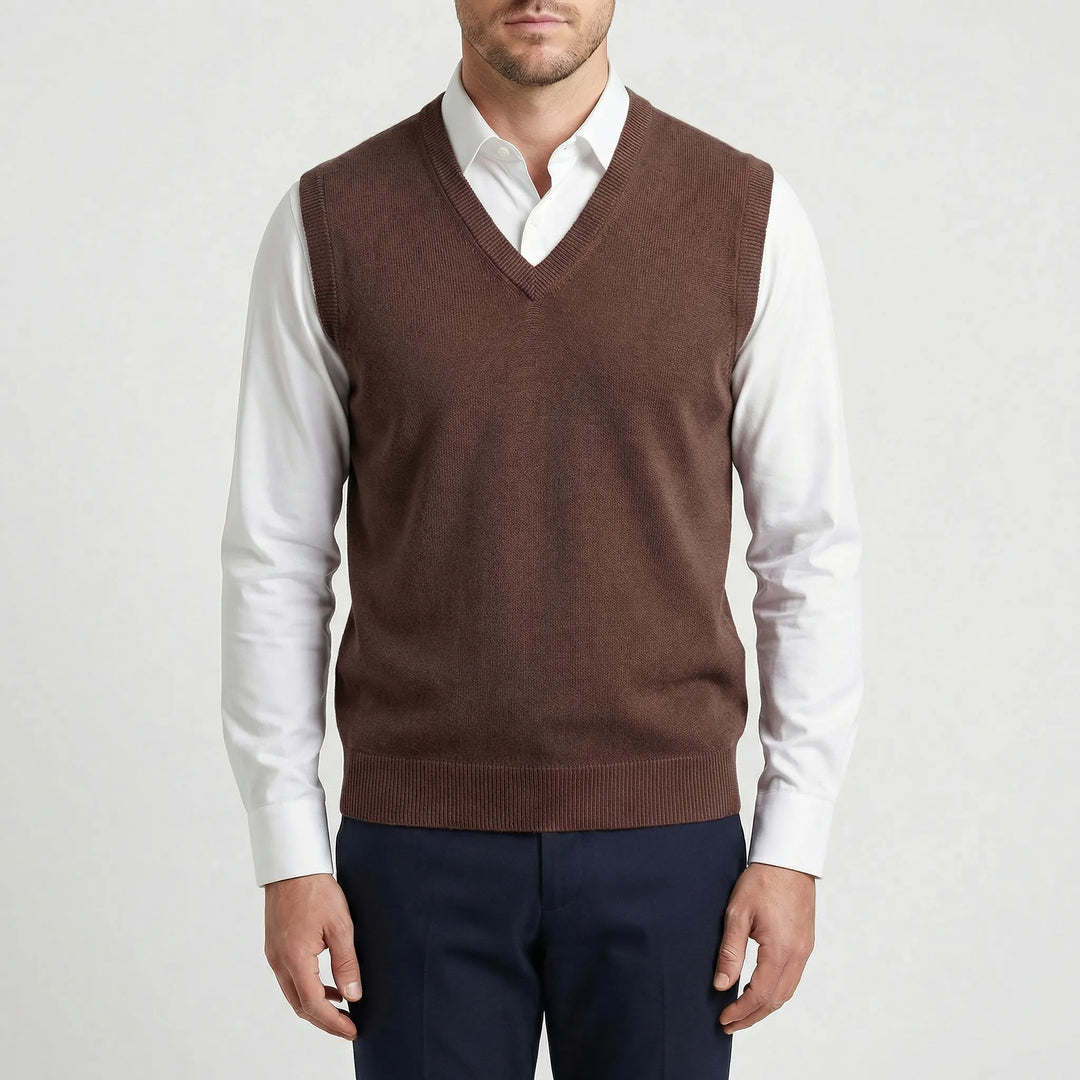Elevate your look instantly with the men's Teo V-neck sleeveless vest. Perfect for stylish layering.