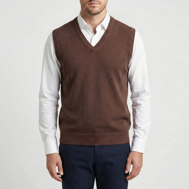 Elevate your look instantly with the men's Teo V-neck sleeveless vest. Perfect for stylish layering.