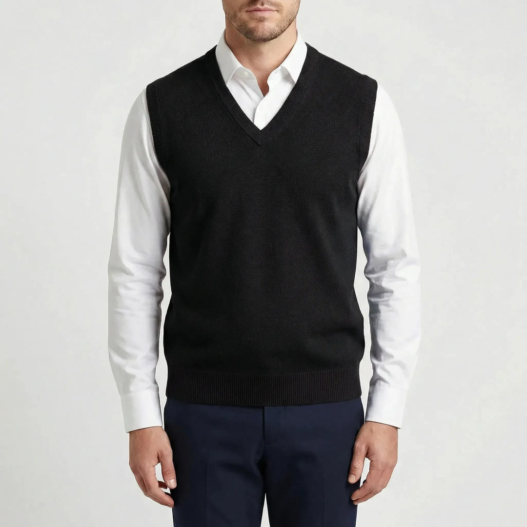 Men's Teo sleeveless V-neck vest. Essential menswear top for casual, semi-formal, & versatile layering.