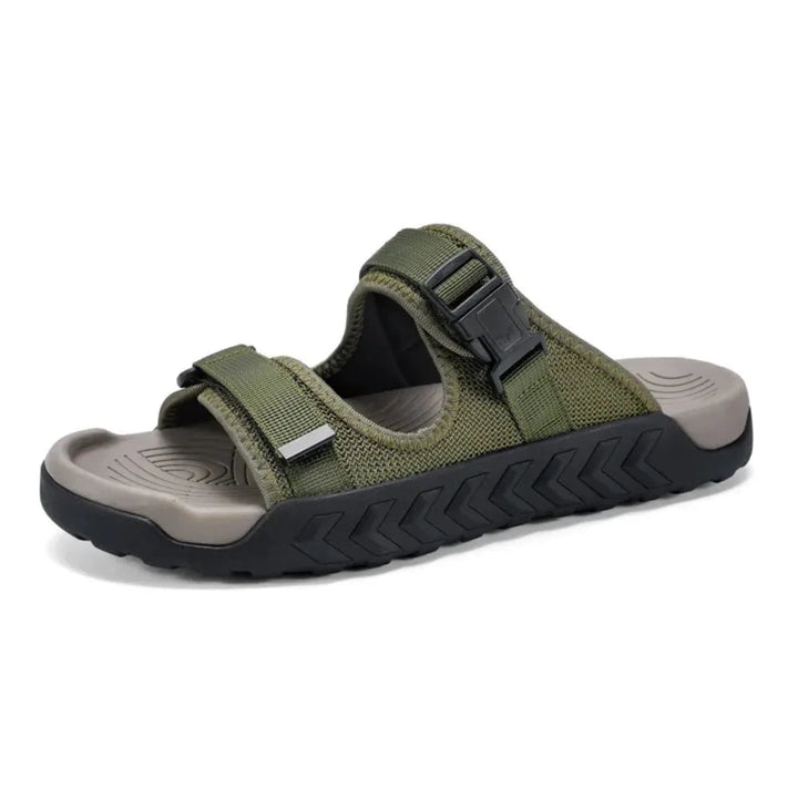 Khaki Men's TerraGlide adventure sandals, the ultimate summer shoe for walking, hiking, & outdoor adventures.