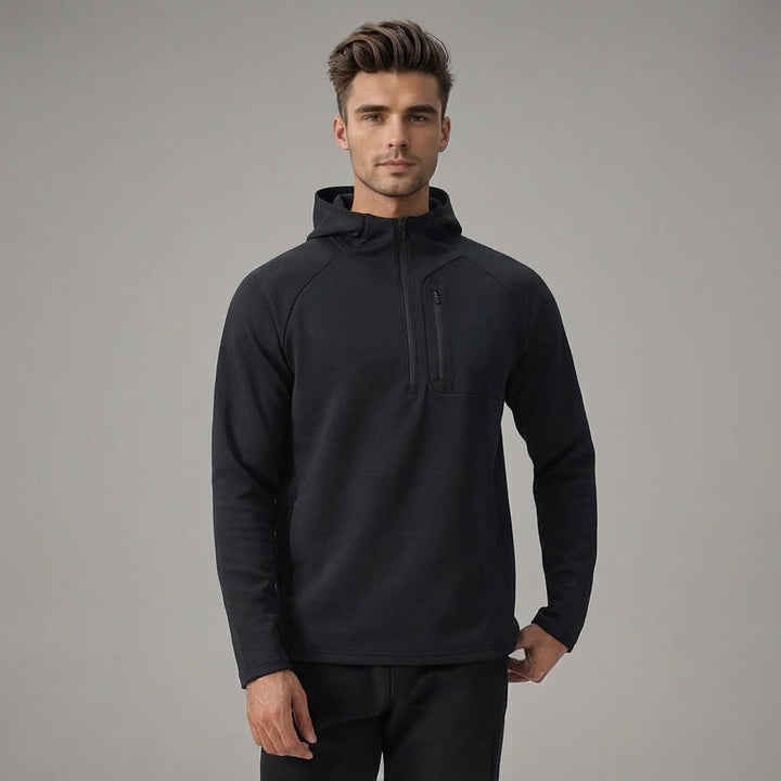 Brandon men's thermal hooded half-zip, lightweight activewear for sports and outdoor activities