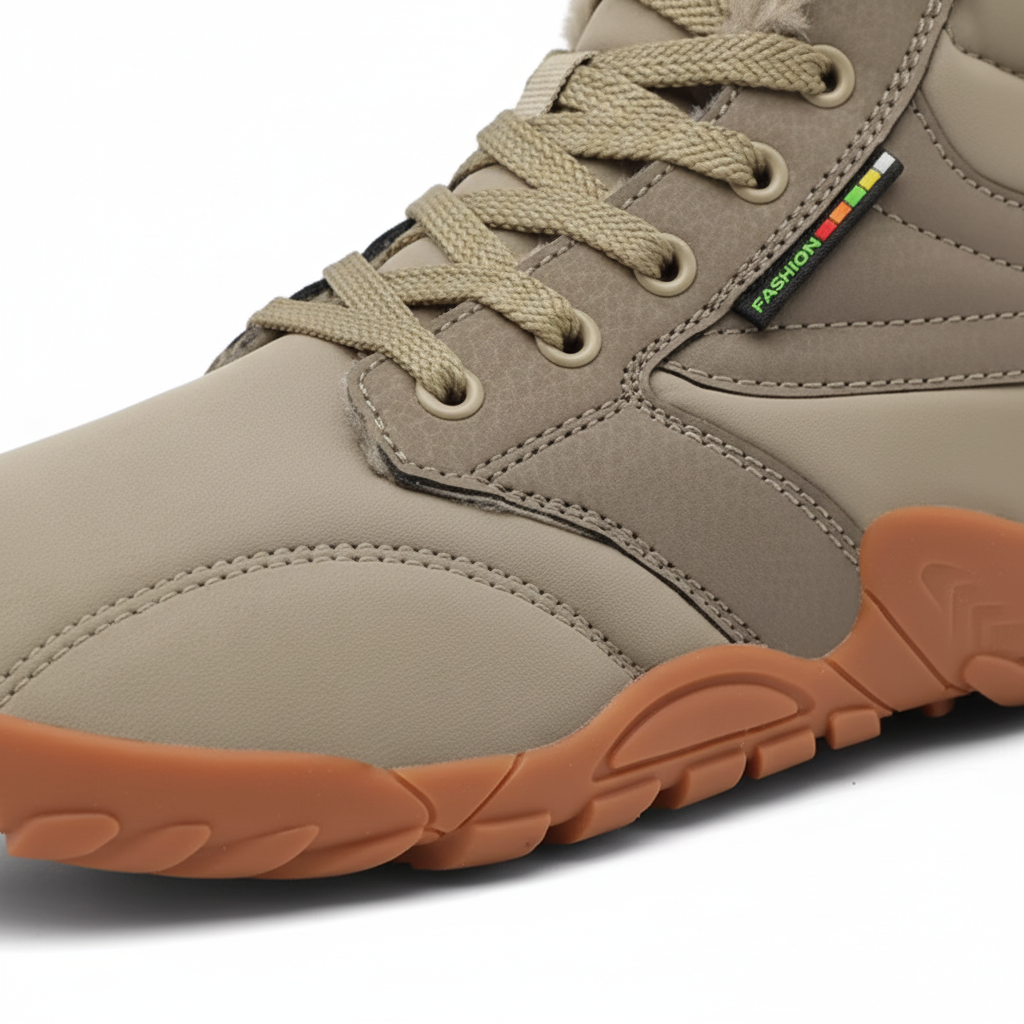 Pair of black men's casual thermal sneakers from above, highlighting autumn winter style and robust design.