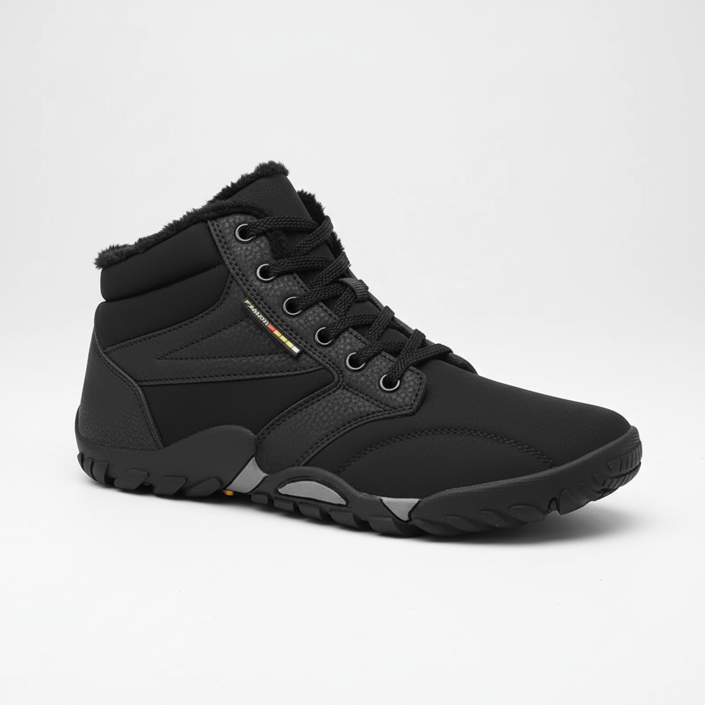 Detail of the non-slip sole on men's winter footwear, ideal for autumn winter conditions, durable.