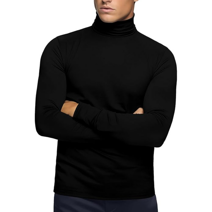 Close-up of the stitching on the men's soft thermal long sleeve baselayer top