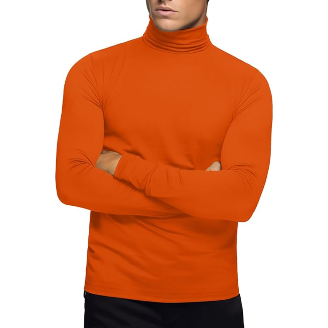Stylish men's black thermal roll neck baselayer, perfect for layering in winter