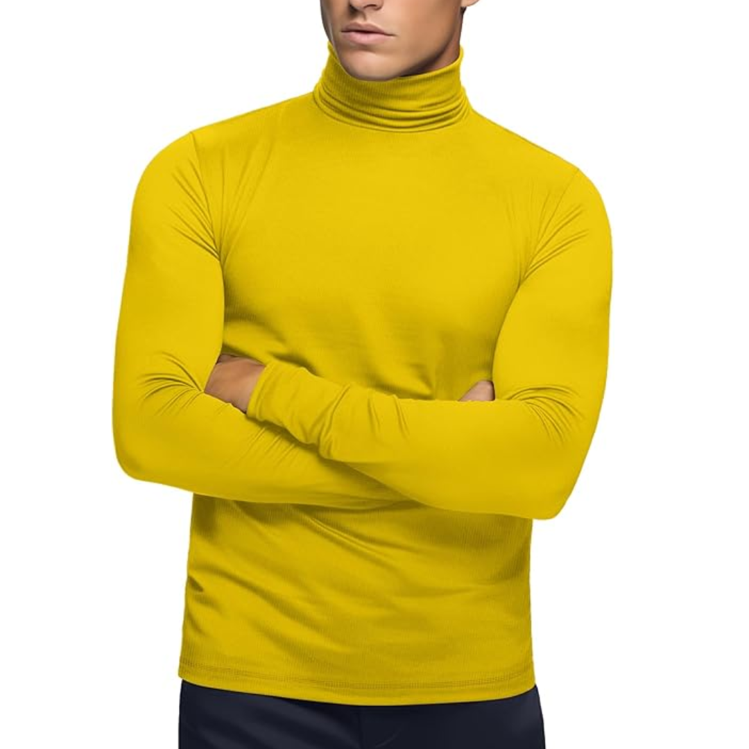Close-up of the soft fabric texture of Lucas men's thermal roll neck baselayer