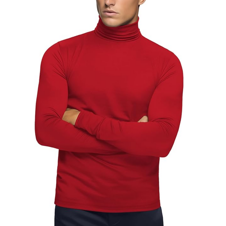 Side profile of the men's warm roll neck baselayer, comfortable and insulating