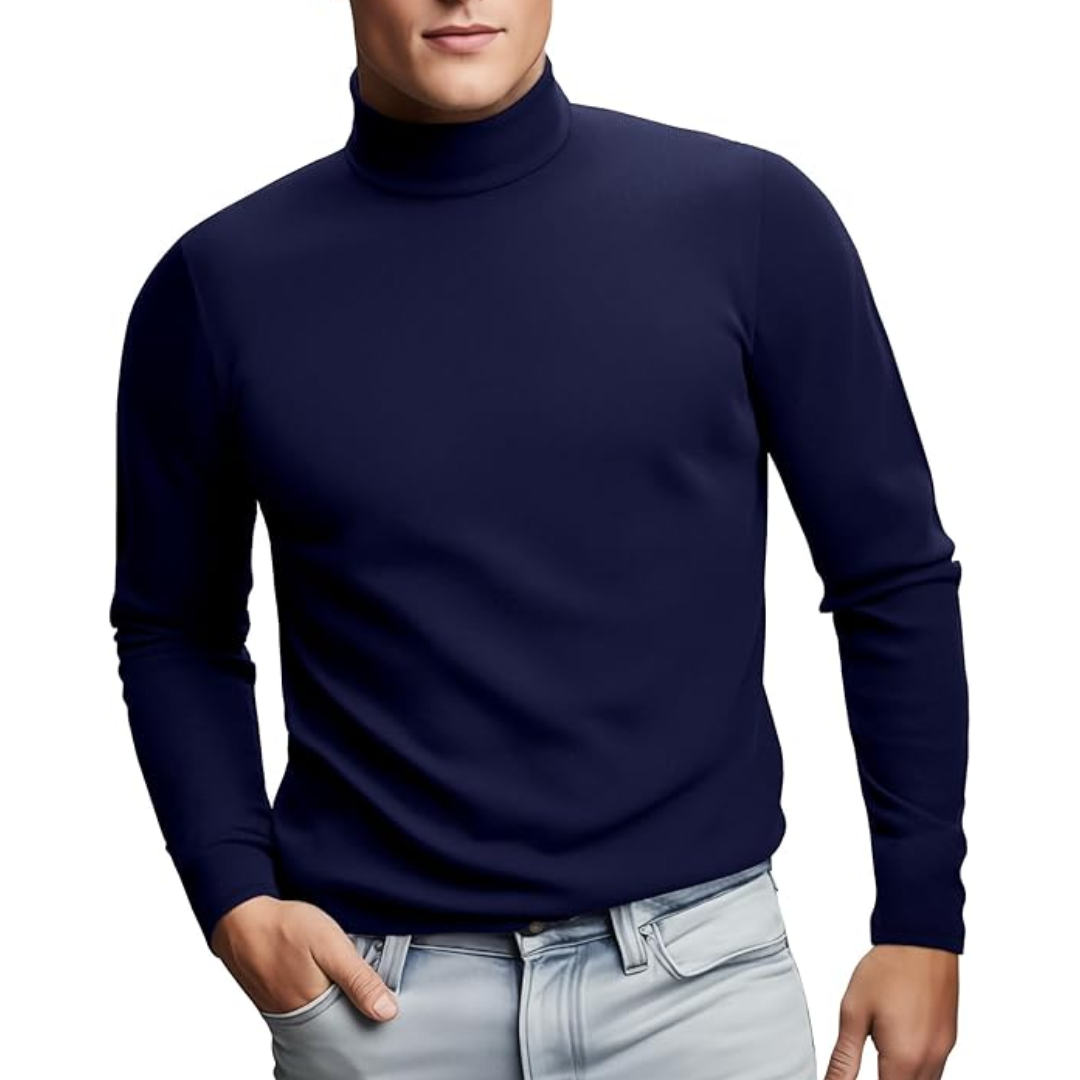Folded men's soft thermal baselayer, highlighting its compact and warm design
