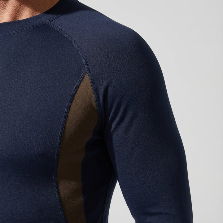 Close-up of the soft fleece lining in men's thermal sports set, providing comfort and warmth as base layer.