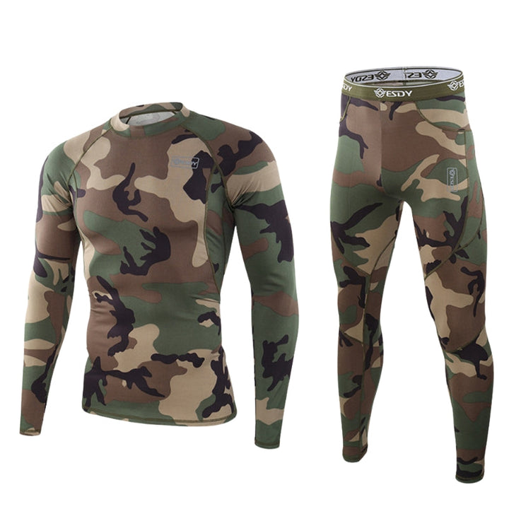 Durable black men's thermal set, essential warm clothing for layering & staying active in harsh winter conditions.