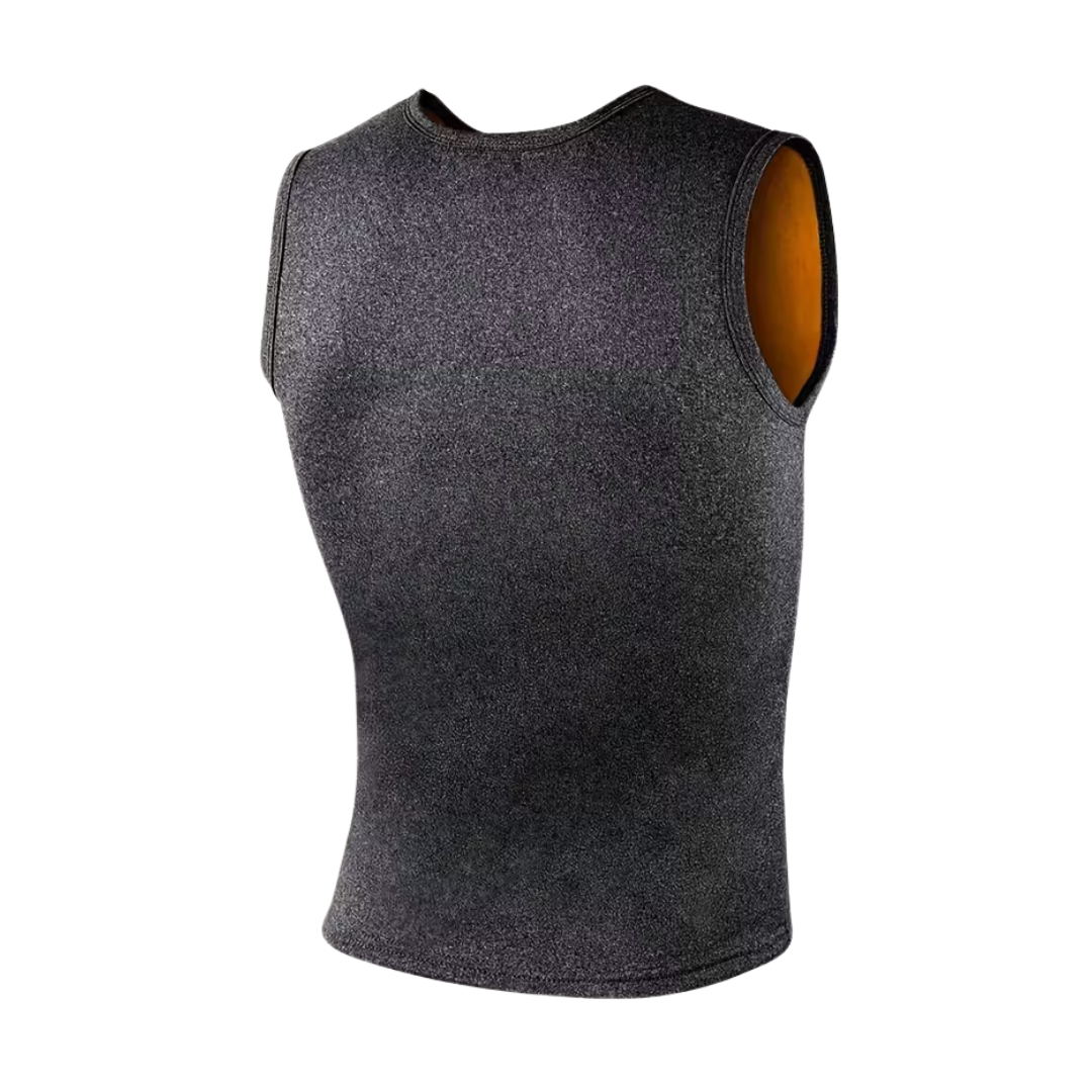 Fleece-lined men's thermal tank top, windproof base layer undershirt for activewear