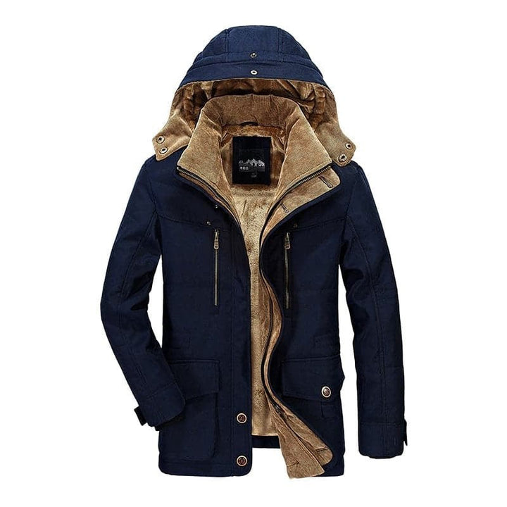 Durable Men's Thermal Winter Coat with deep pockets. Heavy-duty cold weather outerwear.