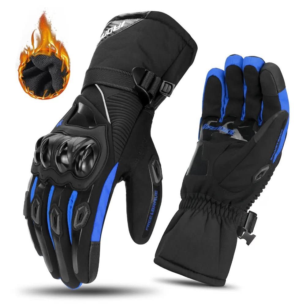 Men's THERMOGRIP waterproof motorcycle riding gloves, insulated for winter, carbon fiber knuckle protection.