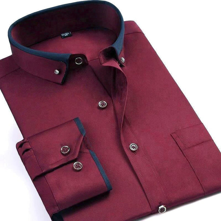 Versatile men's long sleeve luxury shirt in timeless style, ideal for business, formal, or smart casual wear.