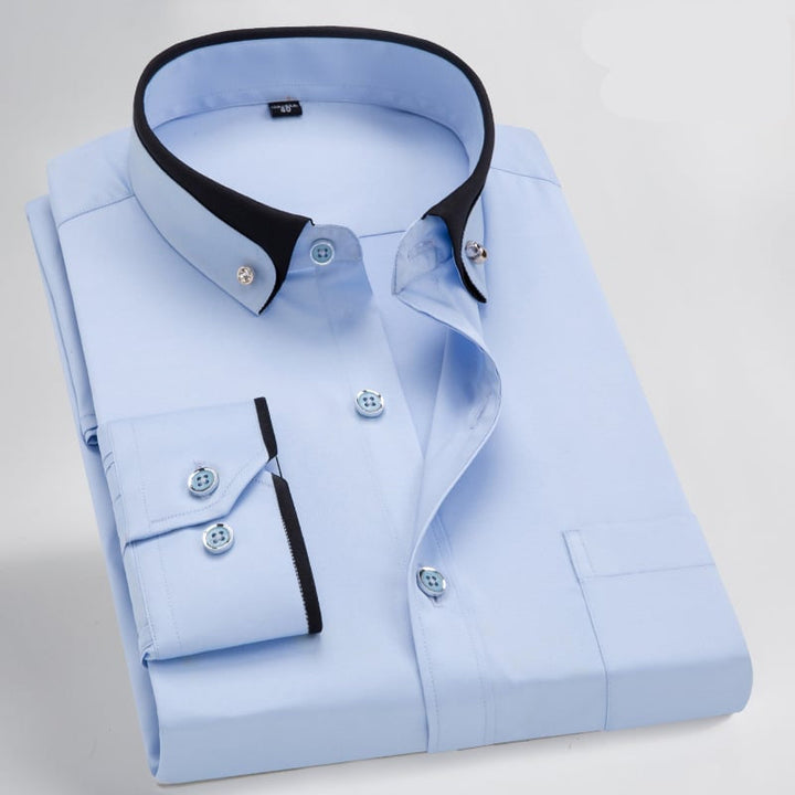Professional men's long sleeve dress shirt, a luxury top for formal business meetings and special events.