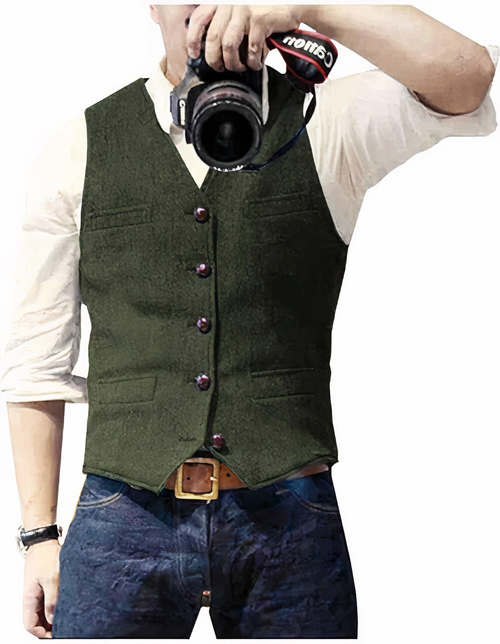 Versatile men's tailored vest, ideal for a smart casual look or layering. A timeless wardrobe staple.