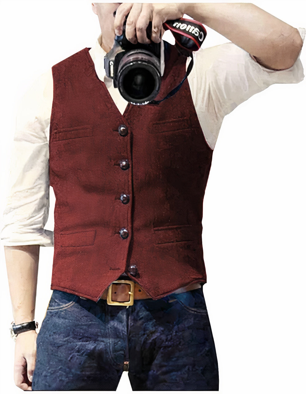Men's elegant button-front vest, a tailored layering piece that adds classic style to any outfit.