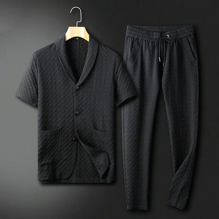 Men's Timothy business casual summer set, light blue two-piece loungewear for breathable comfort