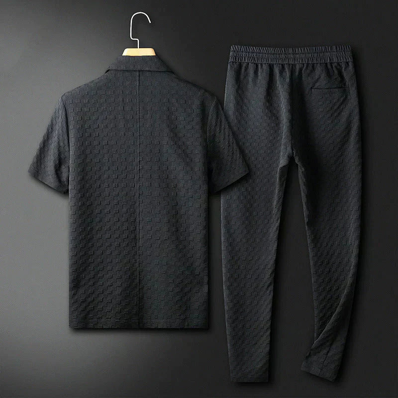 Timothy men's summer set: regular fit, short-sleeve shirt and matching pants, ideal business casual