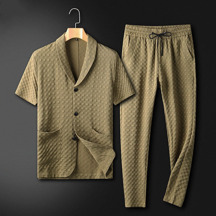 Stylish men's business casual summer set, Timothy two-piece for comfortable and breathable travel wear