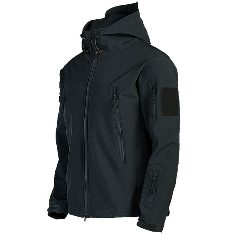 Men's Titan weatherproof softshell jacket with hood, ideal for outdoor adventures.