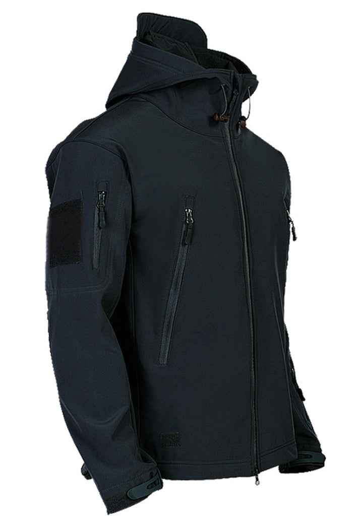 Titan men's waterproof & windproof softshell jacket with hoodie, perfect for fall & winter.