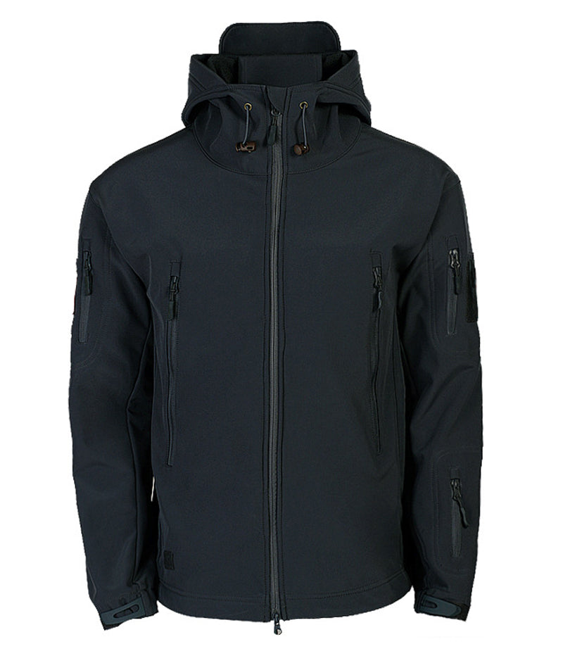 Casual men's Titan softshell jacket with hood, weatherproof for outdoor & everyday wear.