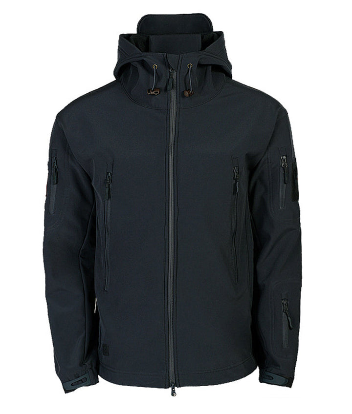 Casual men's Titan softshell jacket with hood, weatherproof for outdoor & everyday wear.