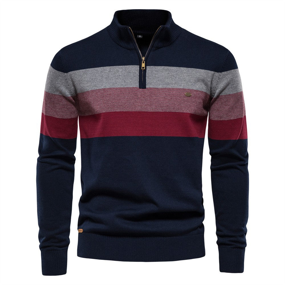 Torino men's stylish colorblock sweater, half-zip closure, easy layering.