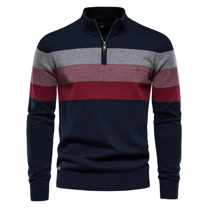 Torino men's stylish colorblock sweater, half-zip closure, easy layering.