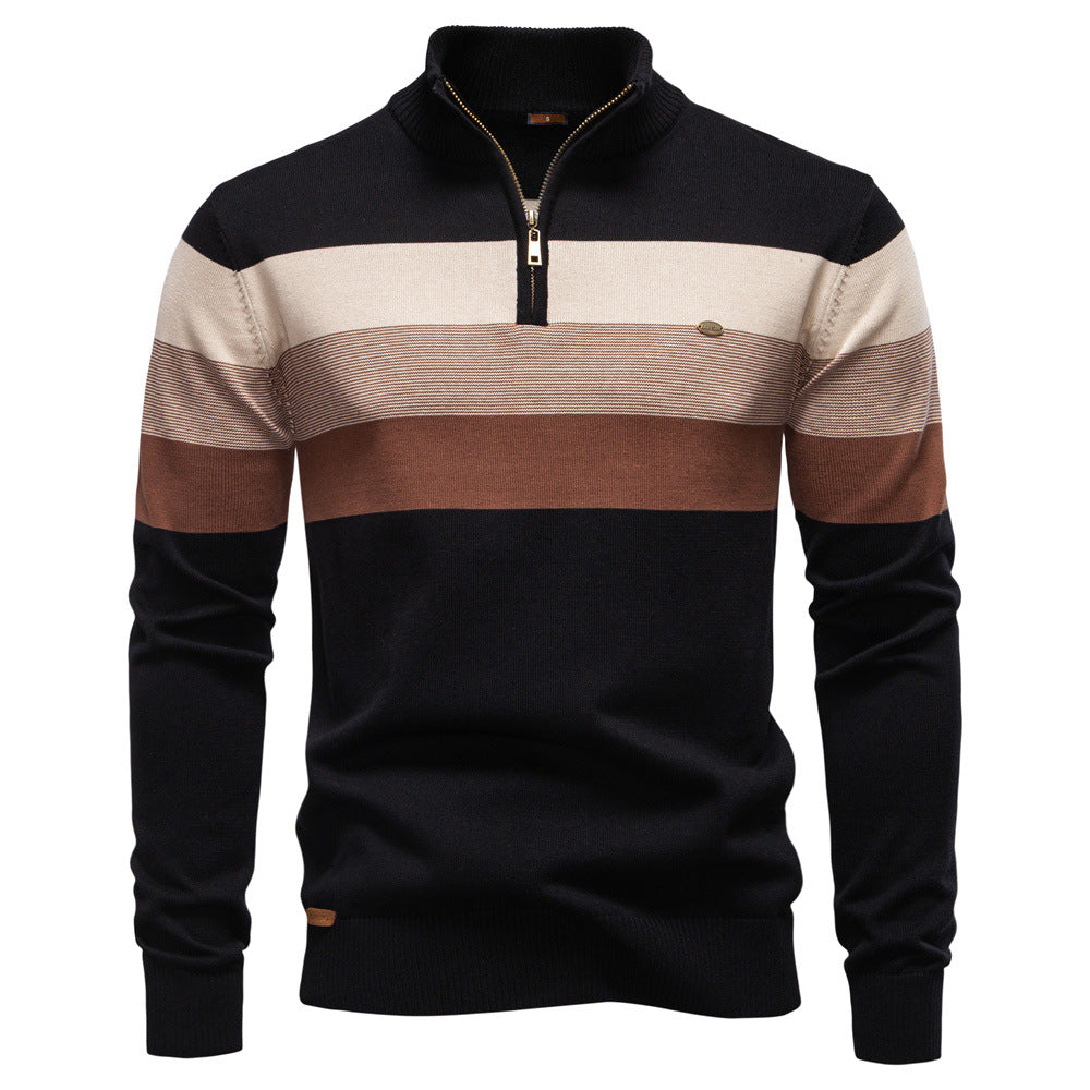 Men's half-zip sweater, Torino modern style, colorblock for a fresh look.