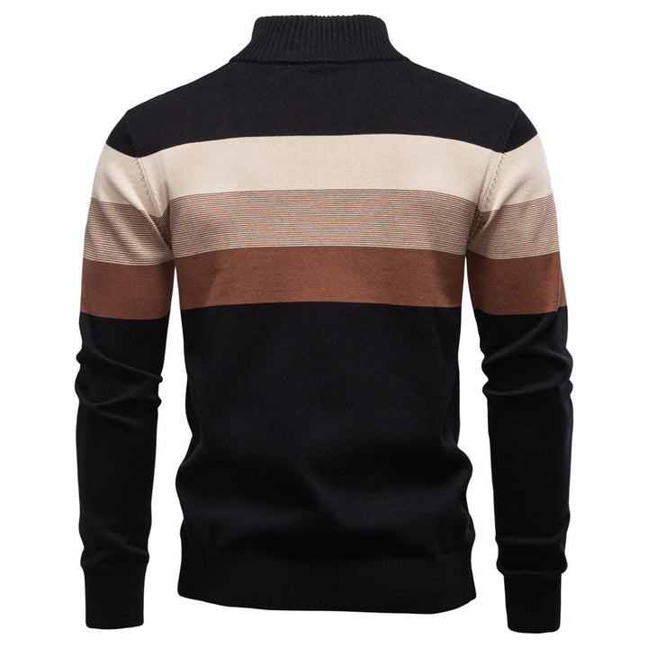 Comfortable men's long sleeve colorblock, half-zip pullover for daily wear.