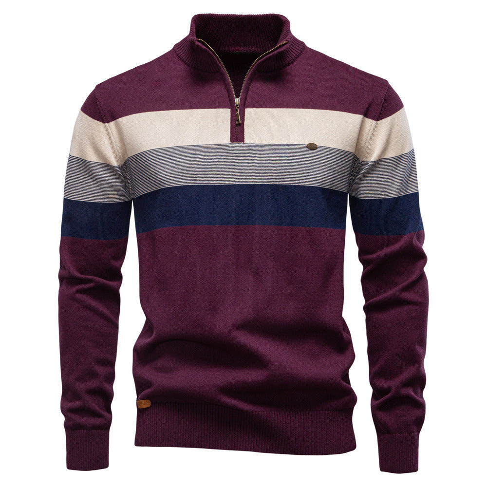 Modern men's colorblock half-zip sweater, premium Torino collection.