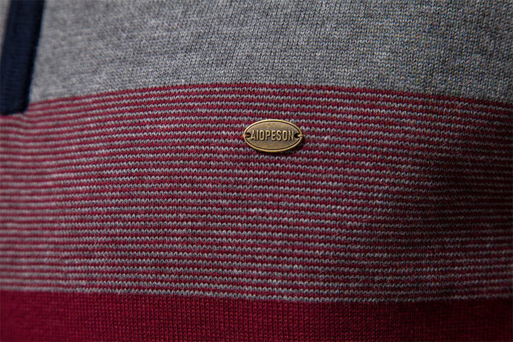 Modern men's casual colorblock half-zip, long sleeve for contemporary style.