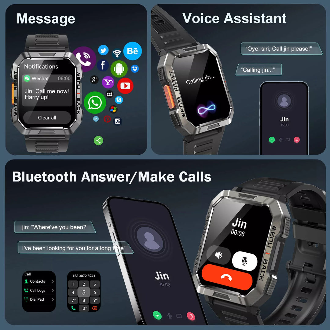 TrailMate robust smartwatch submerged in water, demonstrating its water-resistant outdoor durability.