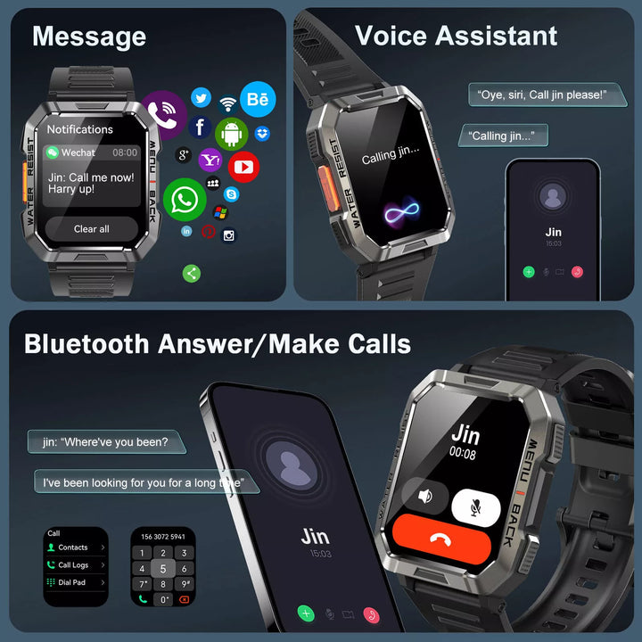 TrailMate robust smartwatch submerged in water, demonstrating its water-resistant outdoor durability.