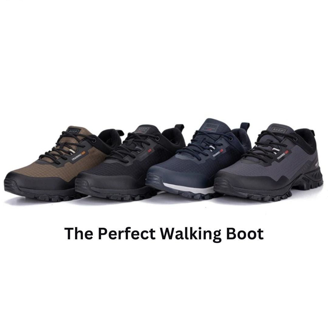 Men's TrailMax waterproof walking shoes with a wide toe box, providing comfort and support for long outdoor hikes.