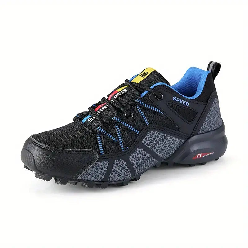 Men's outdoor footwear, TrailStep Pro hiking shoes, side view, light brown, breathable mesh details