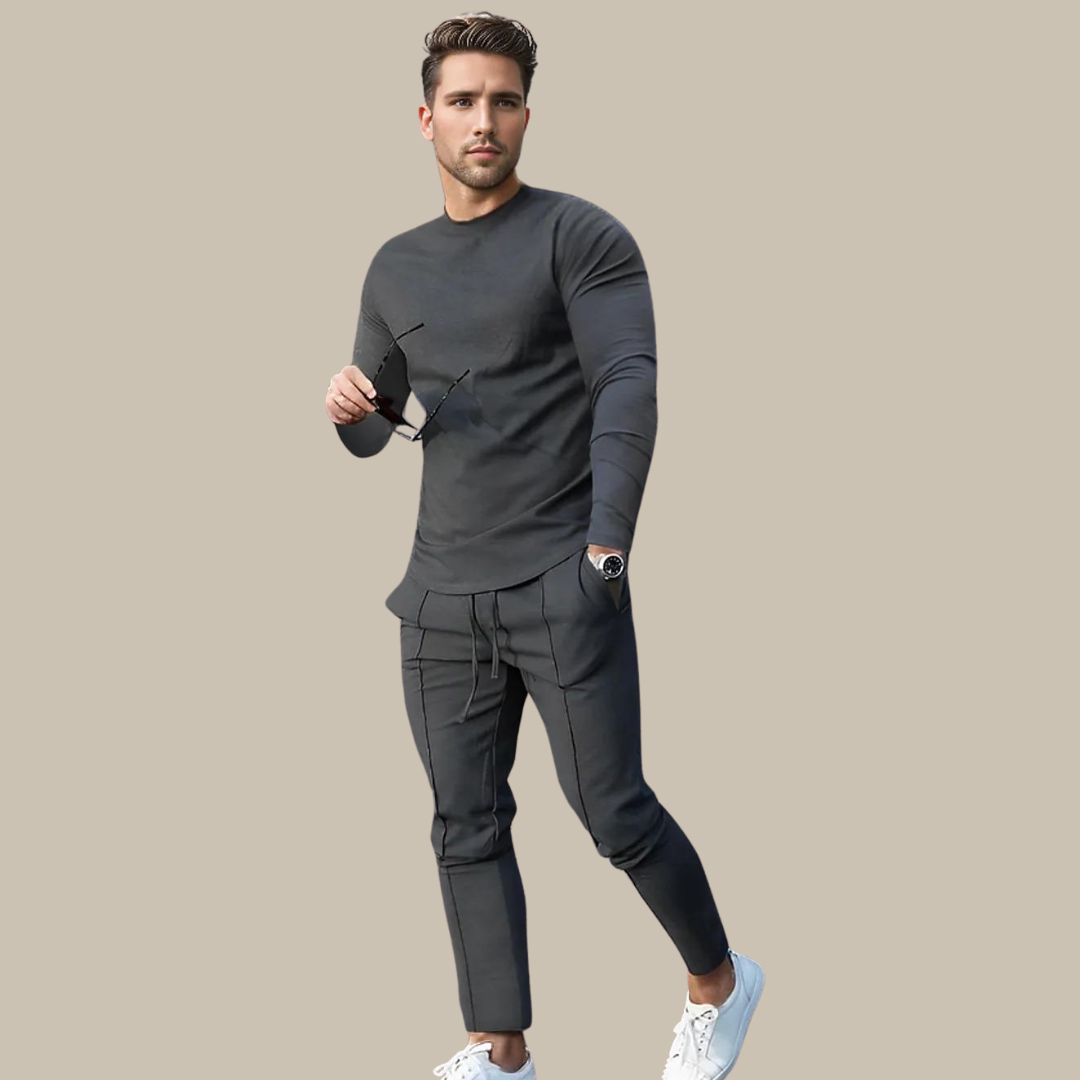 Men's trendy 2-piece matching set: comfortable sweater & stylish joggers. Ideal for casual wear & men's fashion.