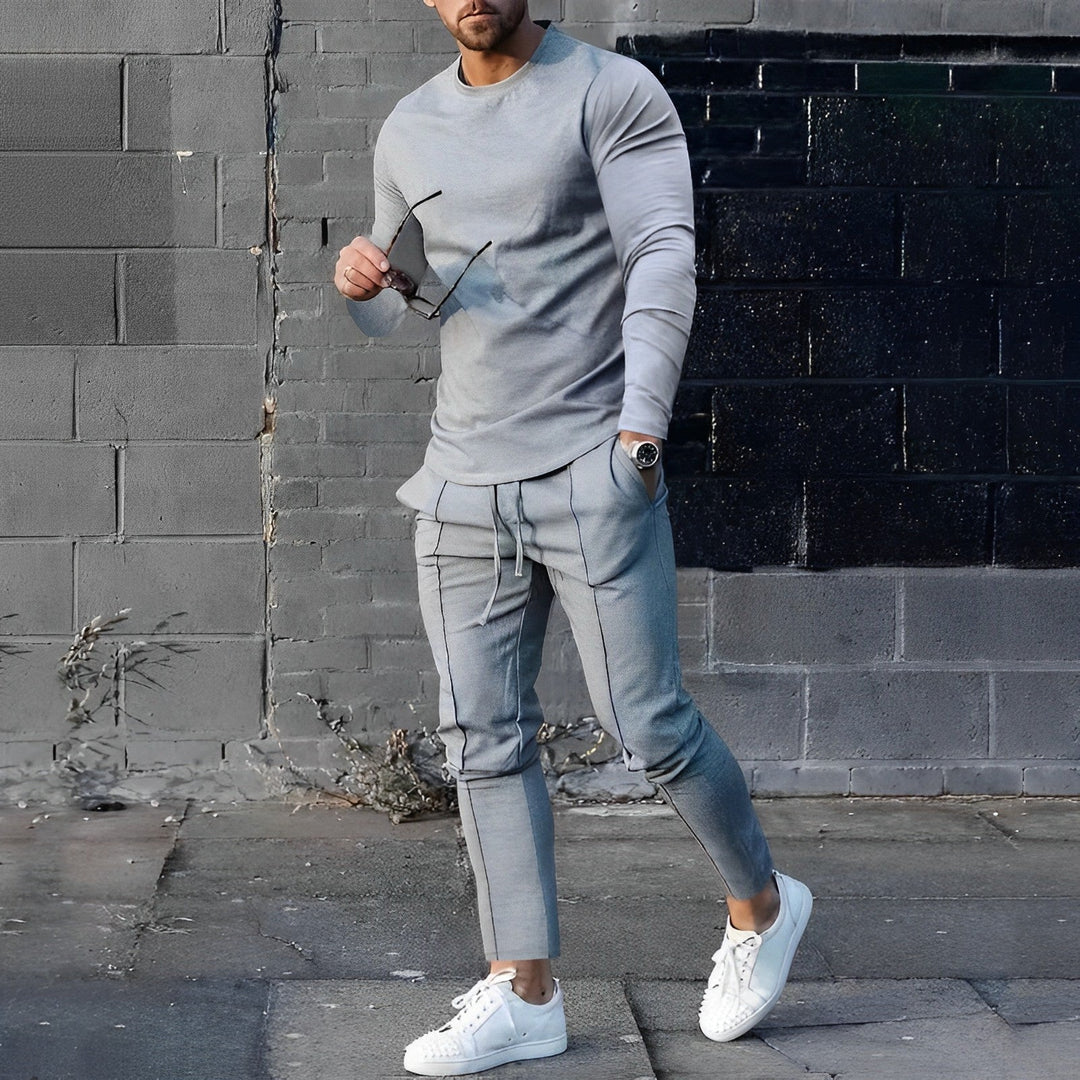 Men's casual fashion set: modern sweater & comfortable joggers. Perfect matching outfit for stylish loungewear.
