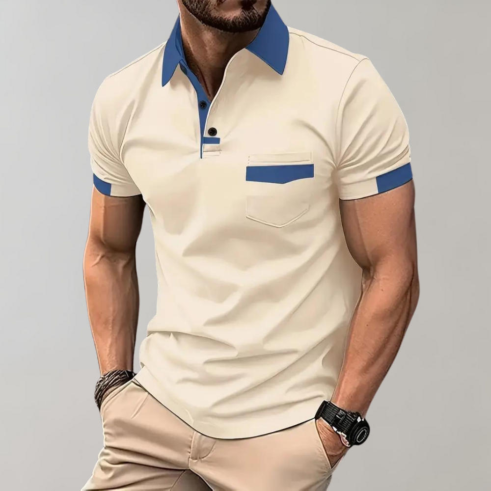 Stylish Leo men's casual polo shirt, comfortable short sleeve top for versatile fashion.