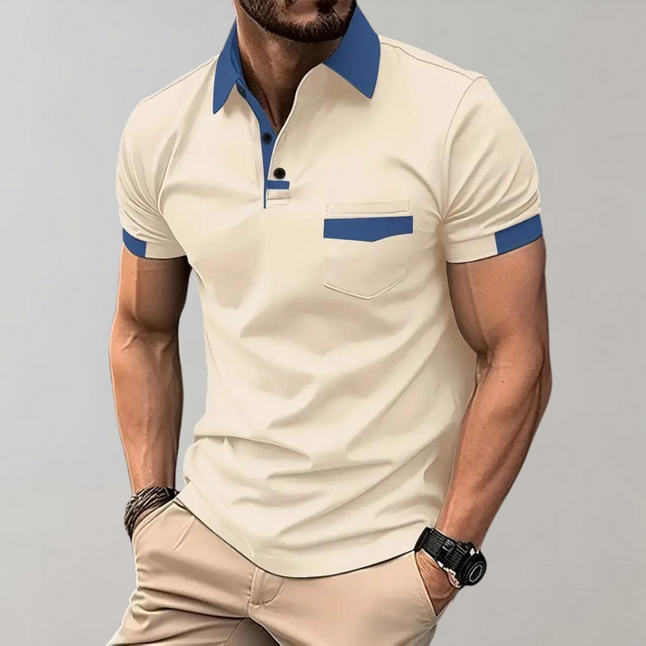 Stylish Leo men's casual polo shirt, comfortable short sleeve top for versatile fashion.