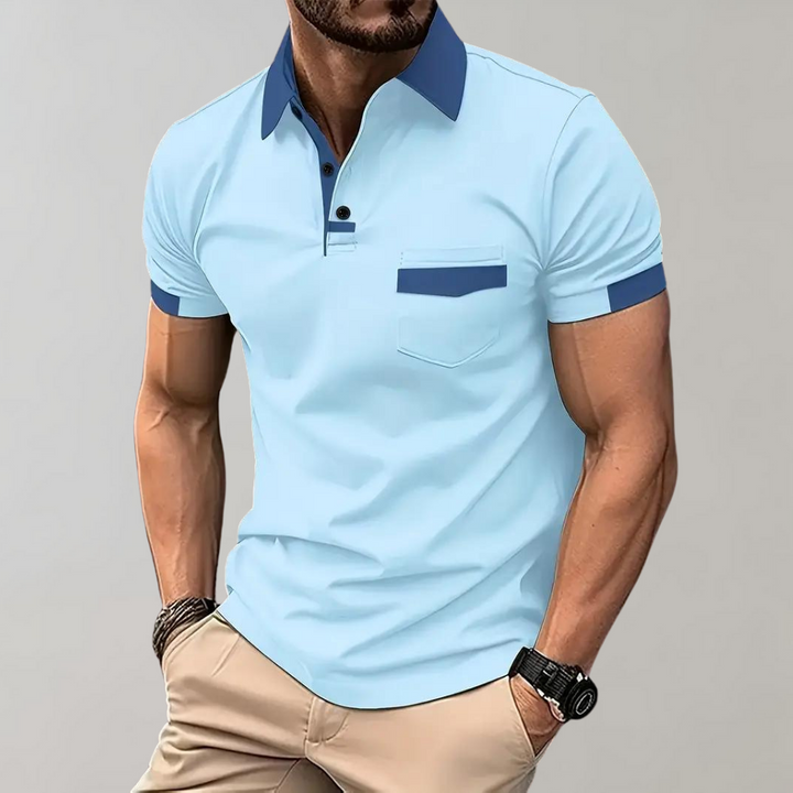 Smart casual Leo men's polo shirt, collared, short sleeve, ideal for modern men's fashion.