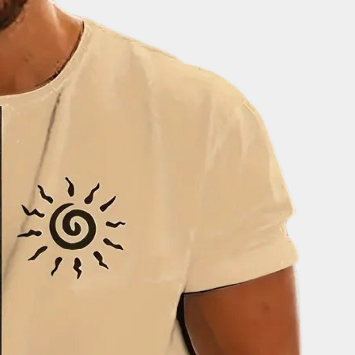 Comfortable men's trendy t-shirt in a relaxed fit. Modern short sleeve crew neck top for versatile casual style.